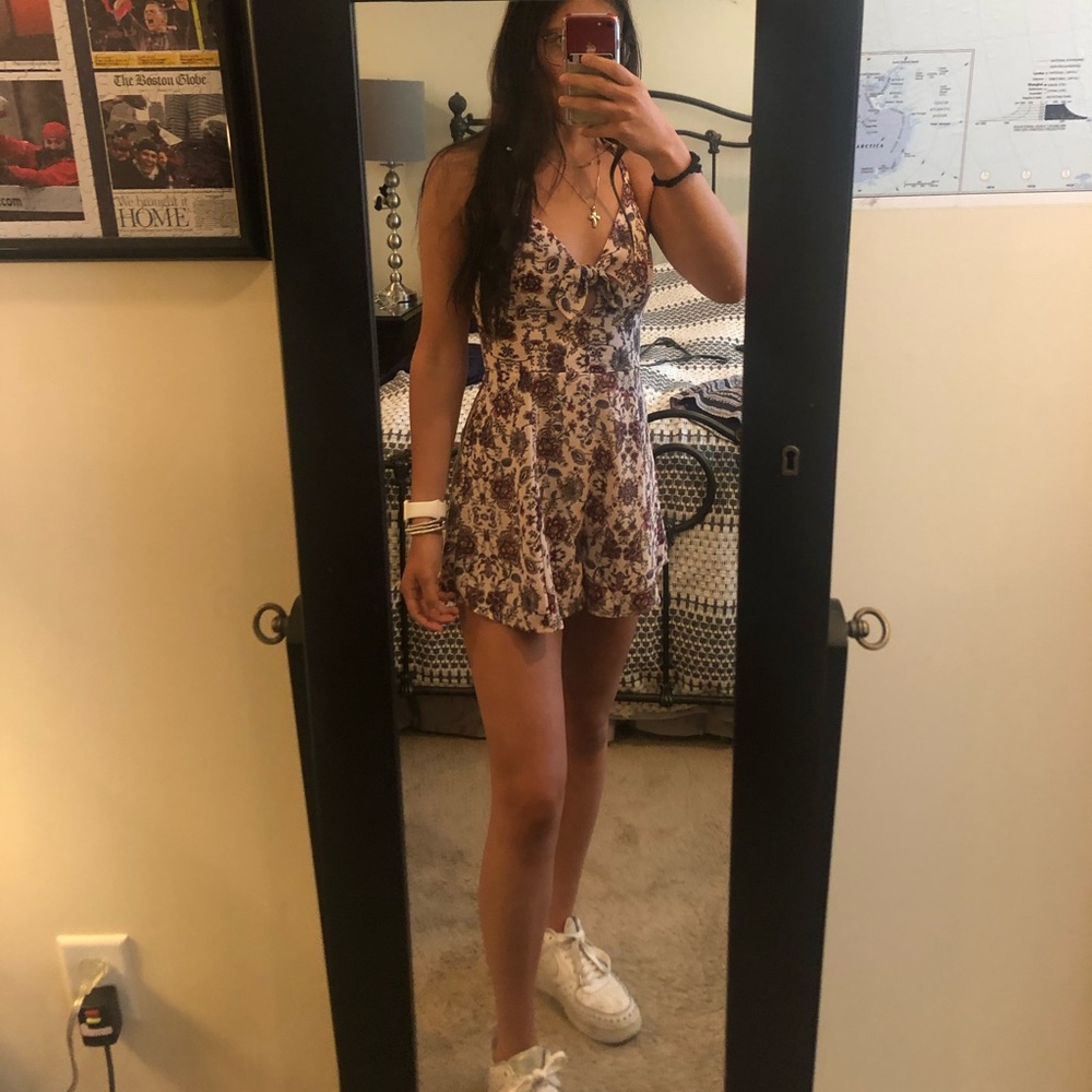 pink flowered romper